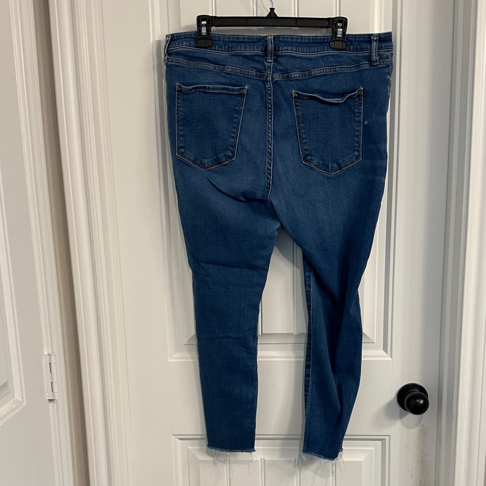 a.n.a Dark Blue Distressed Ankle Jeans - Picture 2 of 3